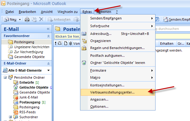 Einstellungen in Outlook 2007