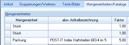 Abweichende Artikelbezeichnung