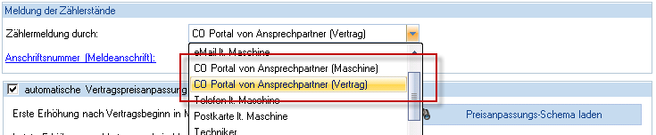 Meldung durch am Vertrag