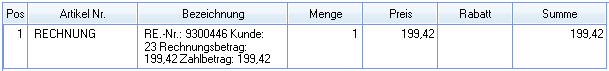 Position aus Rechnung