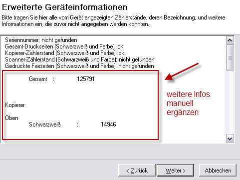 Erweiterte Geräteinformationen