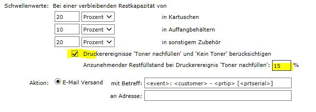 Schwellwertregel mit eingestellter Alarmberücksichtigung