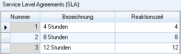 Eingabe benötiger SLA